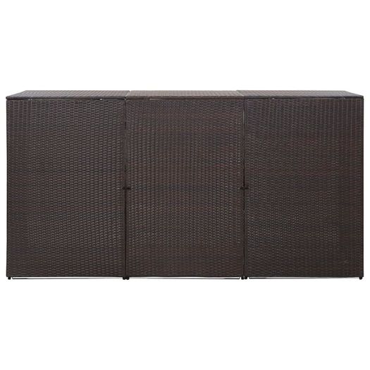 Triple Wheelie Bin Shed Brown 229x78x120 cm Poly Rattan