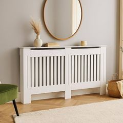 White Radiator Cover Cabinet  Stylish Wooden Heater Cover with Shelf  Modern Radiator Cabinet for Living Room Bedroom  Hallway  Safe  Practical Home Furniture Large