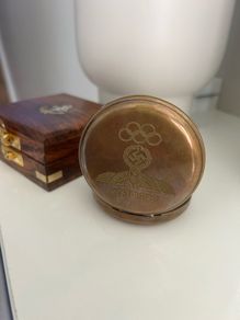 Functional brass vintage reproduction compass hitler Solid Brass Push Button Compass Antique 3 Inch Nautical With Wooden Box reproduction
