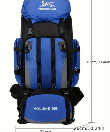 90 L Hiking backpack. Trekking backpack. Camping backpack. Red.