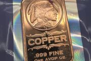 1avdp oz Fine 999 Copper Bullion Indian Bar.(L)