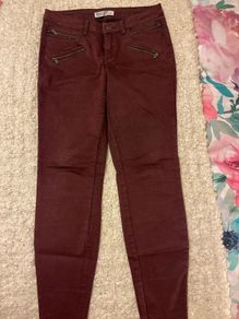 Zara Burgundy Skinny Biker Jeans