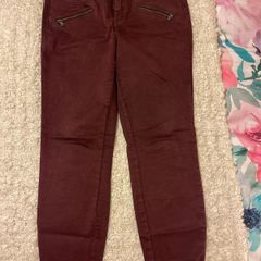 Zara Burgundy Skinny Biker Jeans