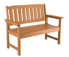 Outdoor Bench Patio Bench 128cm Weatherproof Plastic Natural Wood Color