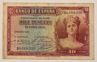 Spain 10 Pesetas 1935 Banknote