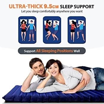 Inflatable Double Camping Mat with Foot Pump, Ultralight Air Camp Mattress 120cm 140cm for 2 Person, Compact and Moistureproof Sleeping Mat for Hiking, Backpacking, Hammock, Tent (FREE POSTAGE)