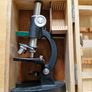 Vintage Sky Bolt 100x - 300x Microscope Set in Wooden Box with Sample Slides Image 2