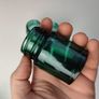 235 - Beautiful Set of 3 1950s Vintage Turquoise Glass Bottom Embossed Letters Science Medicine Pills Chemicals Collectible Decorative Jars Image 2