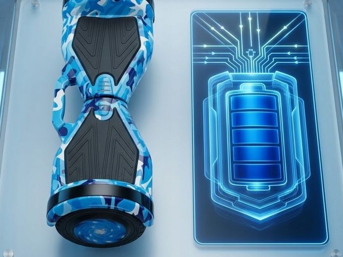 8" Camo Blue Hoverboard with Bluetooth, 6 LED Lights & Free Protective Pads