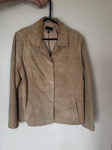 Suede Jacket Vintage 1990s A Wear Light Tan Size 14