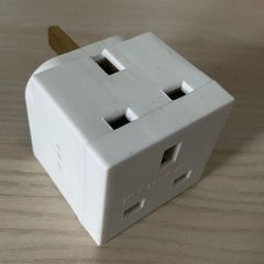 White UK/IE 3-way multi-plug socket adapter block White UK IE 3 way multi-plug socket adapter block