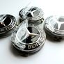 4 x Gloss Black 75mm  MERCEDES BENZ wheel CENTER CAPS (very strong fit, aluminum top) new style, for new models Image 6
