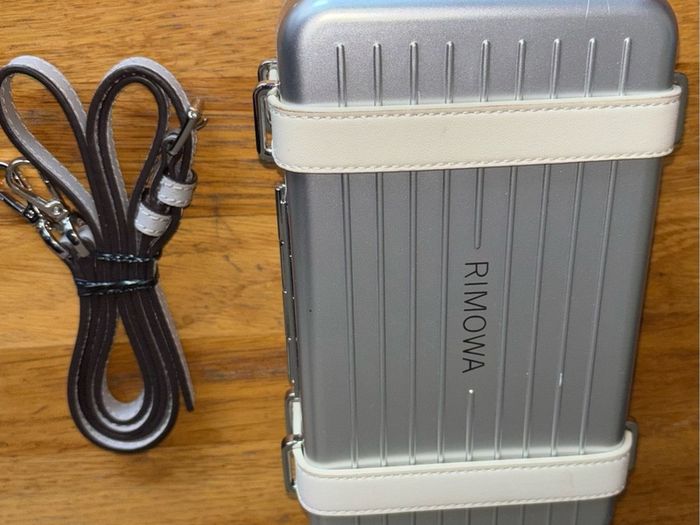 Genuine Christian Dior Rimowa X Pochette Personal shoulder bag in grey aluminium and grey leather Collector Square