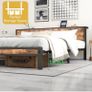 Double Bed Frame with Wooden Storage Shelf Headboard Image 3