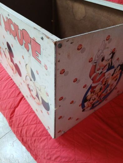 Vintage American Toy Mickey Mouse Wooden Toy Chest / Storage Box