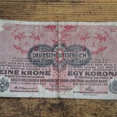 Austria-Hungary, 1 Krone banknote, 1 December 1916, circulated, with overprint - free standard postage