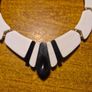 Vintage Black and White chunky beaded collar V necklace Image 6