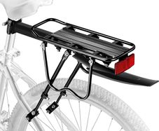 Rear bike rack,50KG Capacity Solid Bearings Bike Cargo Rack w/Fender & Large Size Reflective,Quick Release Mountain Road Bicycle Rear Racks,Universal Bike Luggage Touring Carrier Rack