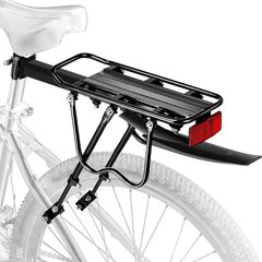 Rear bike rack,50KG Capacity Solid Bearings Bike Cargo Rack w/Fender & Large Size Reflective,Quick Release Mountain Road Bicycle Rear Racks,Universal Bike Luggage Touring Carrier Rack