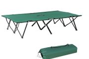 Double Camping Cot Foldable Sunbed Outdoor Patio Sleeping Bed Super Light w/ Carr Bag (Green)