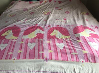 Horse   And Flowers Double Duvet Cover