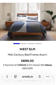 West Elm real wood double bed frame