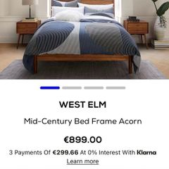 West Elm real wood double bed frame