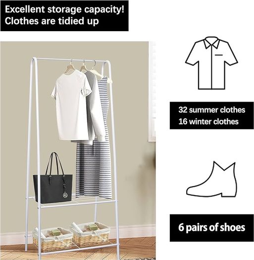 NEW SALE | Clothes Rail Stand Garment Coat Rack with Metal Shelf, Frame for Bedroom, Saving Space Clothes Rail,1.5m