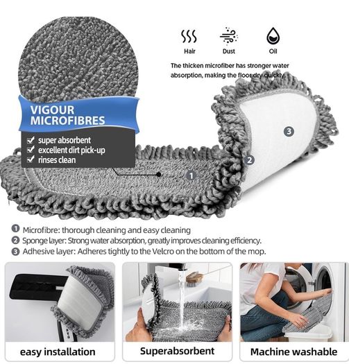 Spray Mops for Cleaning Floors-Microfibre Flat Mop with Sprayer FLoor Mop Wet Dry Floor Mop for House Cleaning with 2 Reusable Replacement Pads and 1 Refillable Bottle