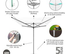 Brabantia 60m 4 Arm Topspinner Rotary with Soil Spear