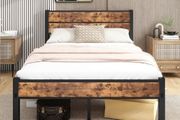 Double Bed Frame with Wooden Headboard