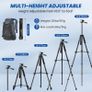 64'' Tripod for iPhone, Phone Tripod with Remote and Mobile Phone Stand for Filming, Aluminum Lightweight Travel Tripod for Samsung Smartphone/DSLR/Camera, Portable Extendable Camera Stand Image 7