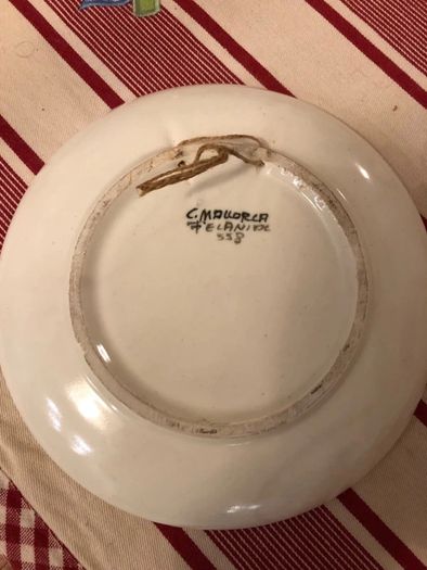 Vintage C. Mallorca Felanitx Spanish Pottery Wall Hanging 8" Plate / Decorative Floral Platter