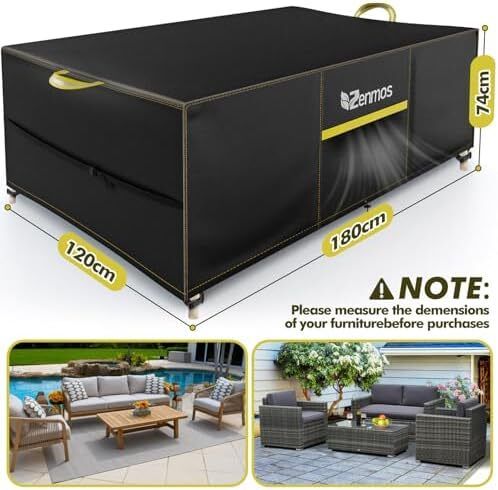 s Garden Furniture Covers Outdoor Waterproof with Air Vent, 420D Heavy Duty Oxford Fabric, for Patio Table, Chair, Rattan Sofa, Garden, Rectangular 18012074 Brand: Zenmos