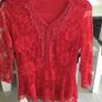 Ladies Red lace long sleeve top. Size 10 Image 4