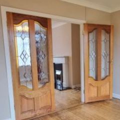double interior doors with glass panels