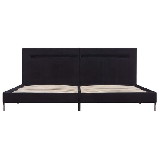 Bed Frame with LED Black Fabric 150x200 cm