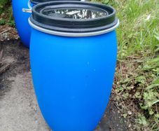 Large Blue Plastic Storage Barrel / Drum with Clamp Lid (220L)