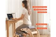 Ergonomic Kneeling Chair, Wooden Posture Knee Chair with Adjustable Thick Foam Cushions &amp; Solid Wood Frame, Adjustable Height, Relief for Neck or Back Pain for Home, Office or Meditation, Gray