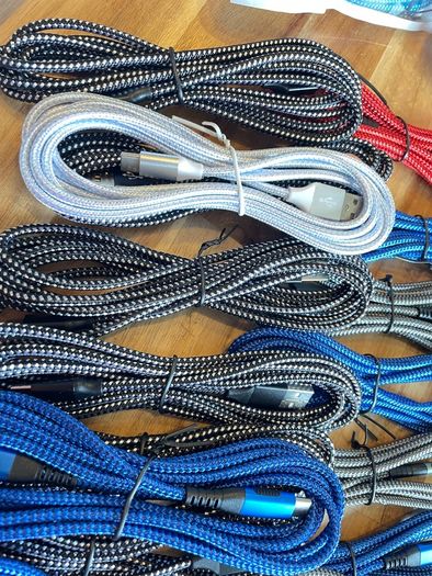 Job lot of 150 new braided fast-charging cables and extras