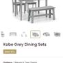 Grey kitchen dining table, bench and two chairs set Image 2