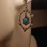 Sterling Silver Art Deco style Turquoise and Zircon Drop Earrings. (Bargain) Image 7