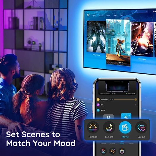 LED Backlight with App Control, RGB LED Strip Light, USB Powered, Adjustable Lighting Kit for 40-60in TV, Computer, Monitor (FREE SHIPPING)