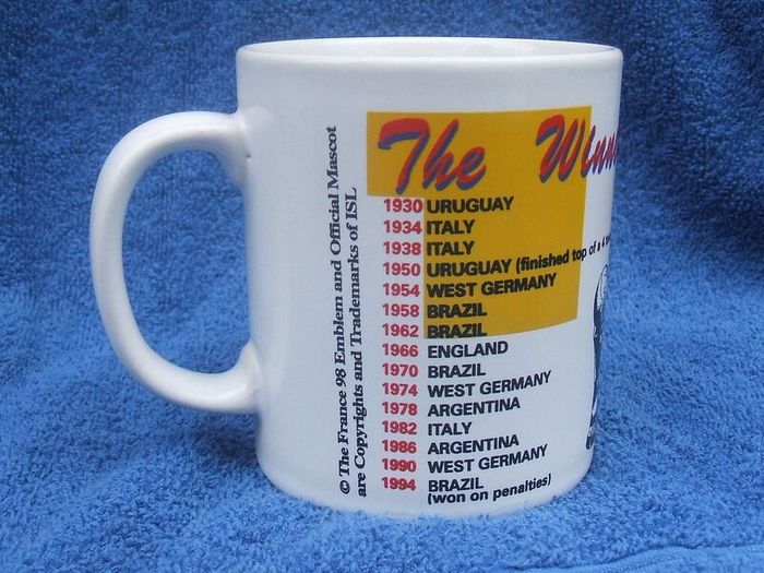FRANCE 98 (16th FIFA World Cup) - an official merchandise/souvenir mug for the 1998 soccer World Cup