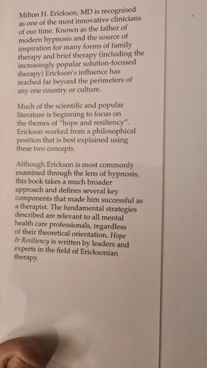 Hope & Resiliency. Understanding The Psychotherapudic Stratagies Of Milton H. Ericsson. Md. Dan Short. Betty  Alice Ericsson. Roxan Ericsson. Hardback With Dustjacket In Very Good Condition.