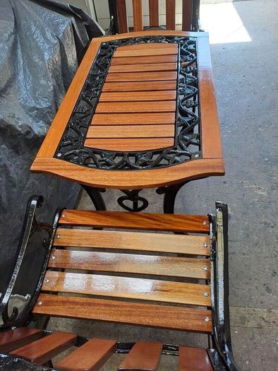 Cast iron table and chairs