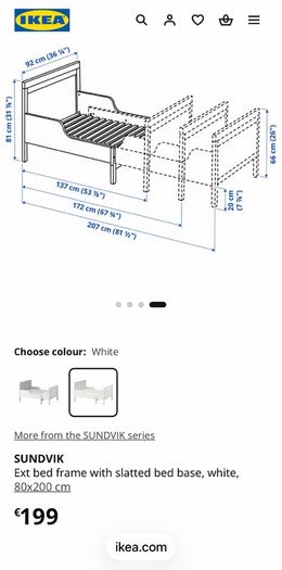 ikea kids bed sundvik - extendable