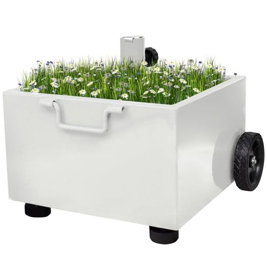 Outdoor Umbrella Stand Plant Pot White/Grey/Green