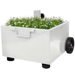 Outdoor Umbrella Stand Plant Pot White/Grey/Green