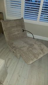 Modern Neautral Grey Corduroy Armless Accent Chair / Lounge Chair
